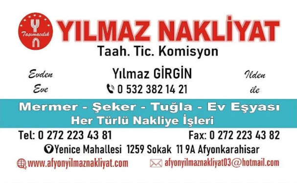 Yılmaz Nakliyat iletişim kartı